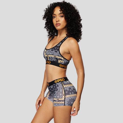 Rich Bandana Black Sports Bra