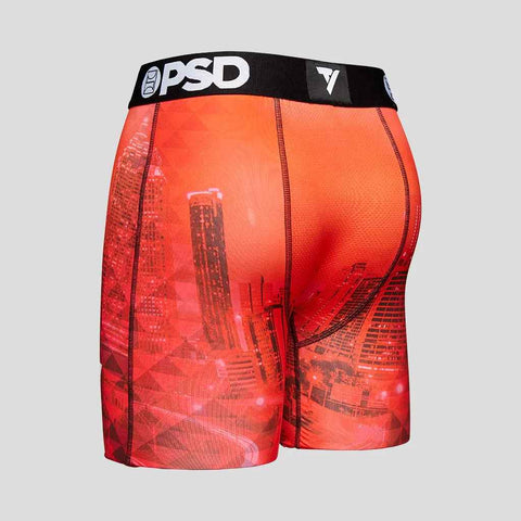 3/4 back view of Trae Young underwear in orange mens micro mesh underwear | PSD New Zealand